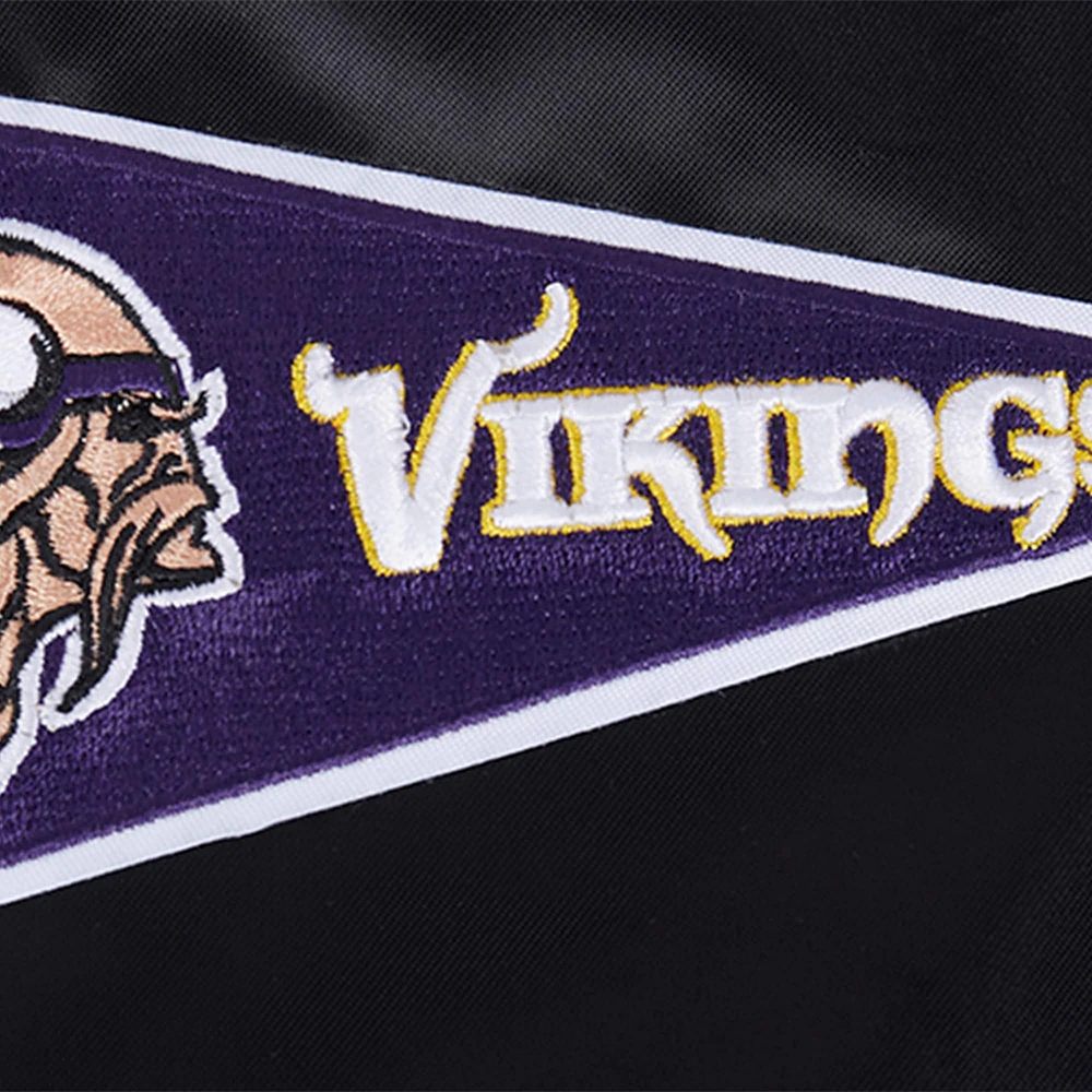 Men's Pro Standard Black Minnesota Vikings Sublimated Satin Full-Snap Jacket