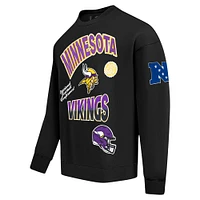 Men's Pro Standard Black Minnesota Vikings Turn It Up Drop Shoulder Pullover Sweatshirt