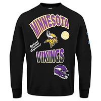 Men's Pro Standard Black Minnesota Vikings Turn It Up Drop Shoulder Pullover Sweatshirt