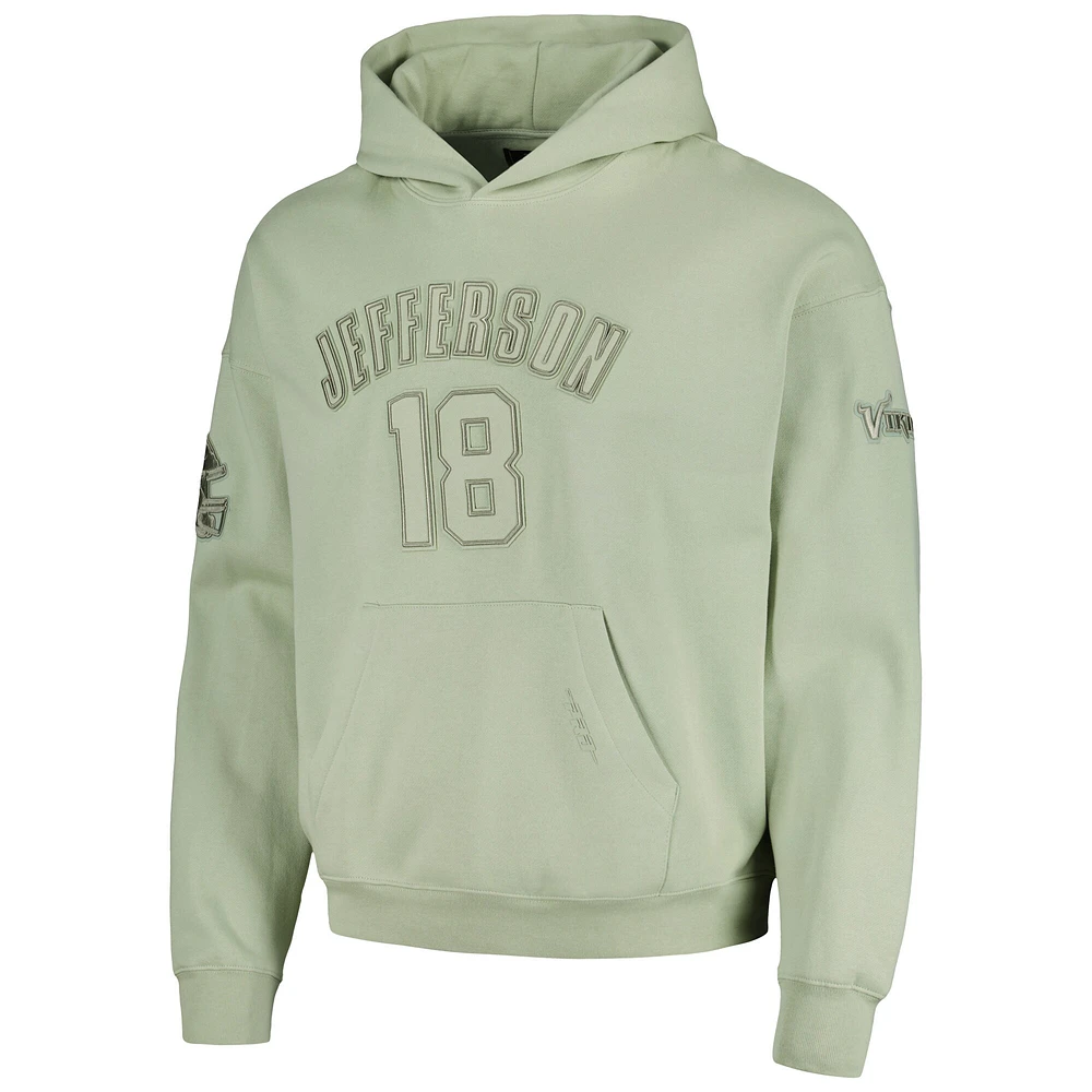 Men's Pro Standard Justin Jefferson Light Green Minnesota Vikings Player Name & Number Pullover Hoodie