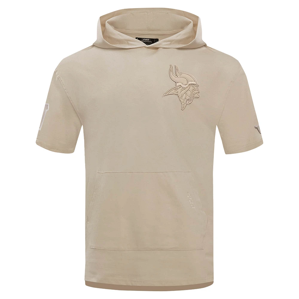 Men's Pro Standard Tan Minnesota Vikings Neutrals Capsule Short Sleeve Pullover Hoodie
