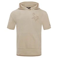 Men's Pro Standard Tan Minnesota Vikings Neutrals Capsule Short Sleeve Pullover Hoodie