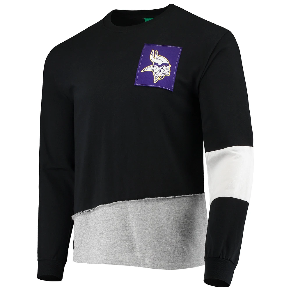 Men's Refried Apparel Black Minnesota Vikings Sustainable Angle Long Sleeve T-Shirt