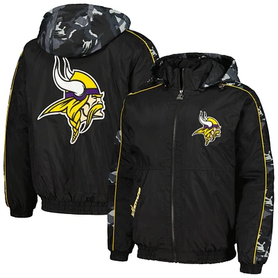 Sweat à capuche entièrement zippé Starter Black Minnesota Vikings Thursday Night Gridiron pour hommes
