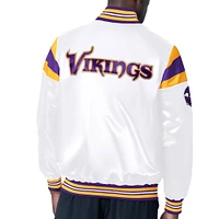 Men's Starter White Minnesota Vikings Satin Full-Snap Varsity Jacket