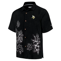 Men's Tommy Bahama Black Minnesota Vikings Hibiscus Camp Button-Up Shirt