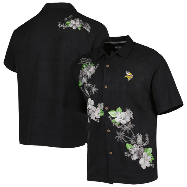 Chemise boutonnée Tommy Bahama Minnesota Vikings Sport Azule Oasis Camp pour homme, noir