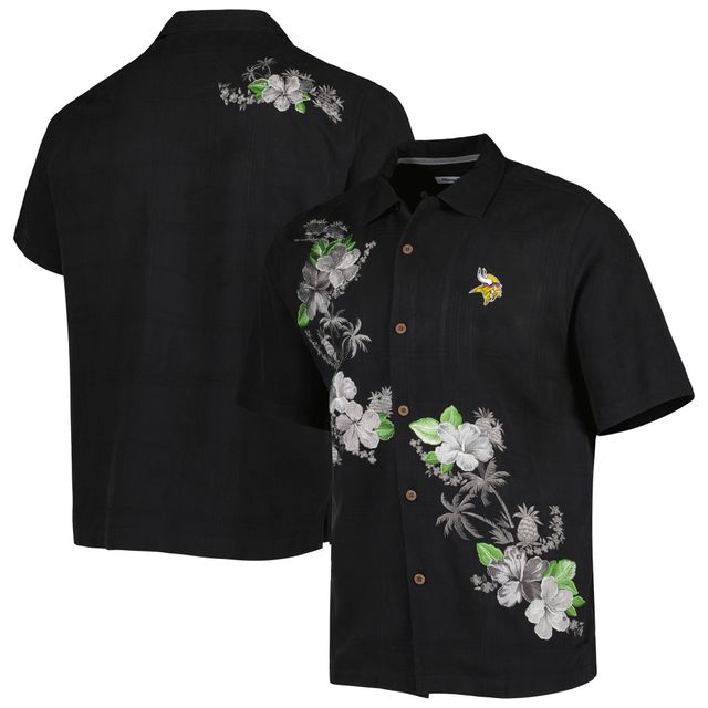 Chemise boutonnée Tommy Bahama Minnesota Vikings Sport Azule Oasis Camp pour homme, noir