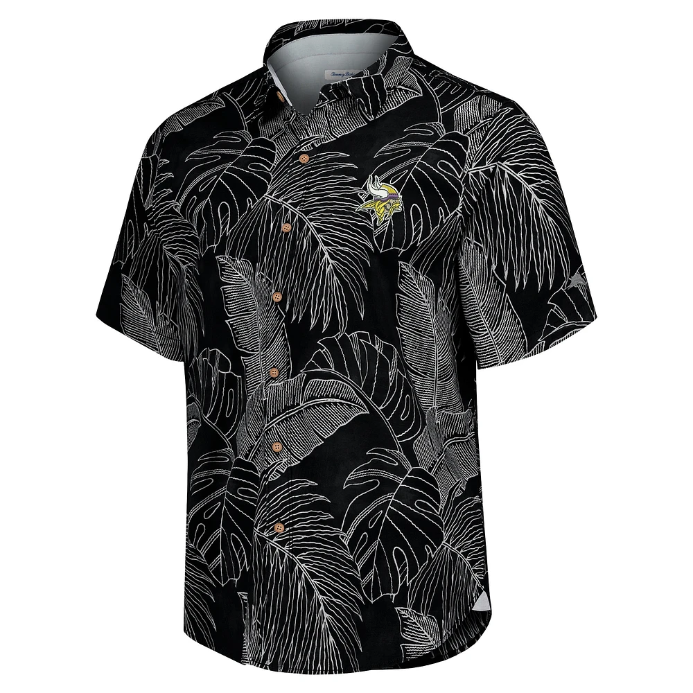 Men's Tommy Bahama Black Minnesota Vikings Sport Vine Line Button-Down Shirt