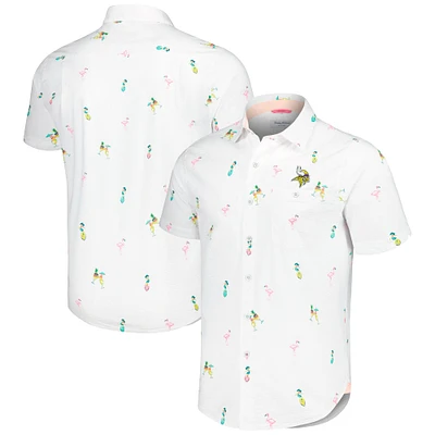 Chemise boutonnée Tommy Bahama blanche Minnesota Vikings Nova Wave Flocktail pour hommes