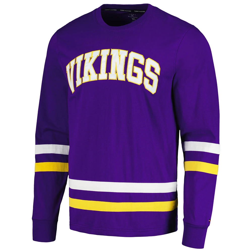 T-shirt à manches longues Tommy Hilfiger violet/or Minnesota Vikings Nolan pour hommes