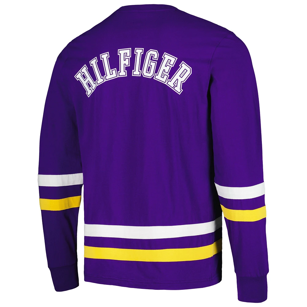 T-shirt à manches longues Tommy Hilfiger violet/or Minnesota Vikings Nolan pour hommes