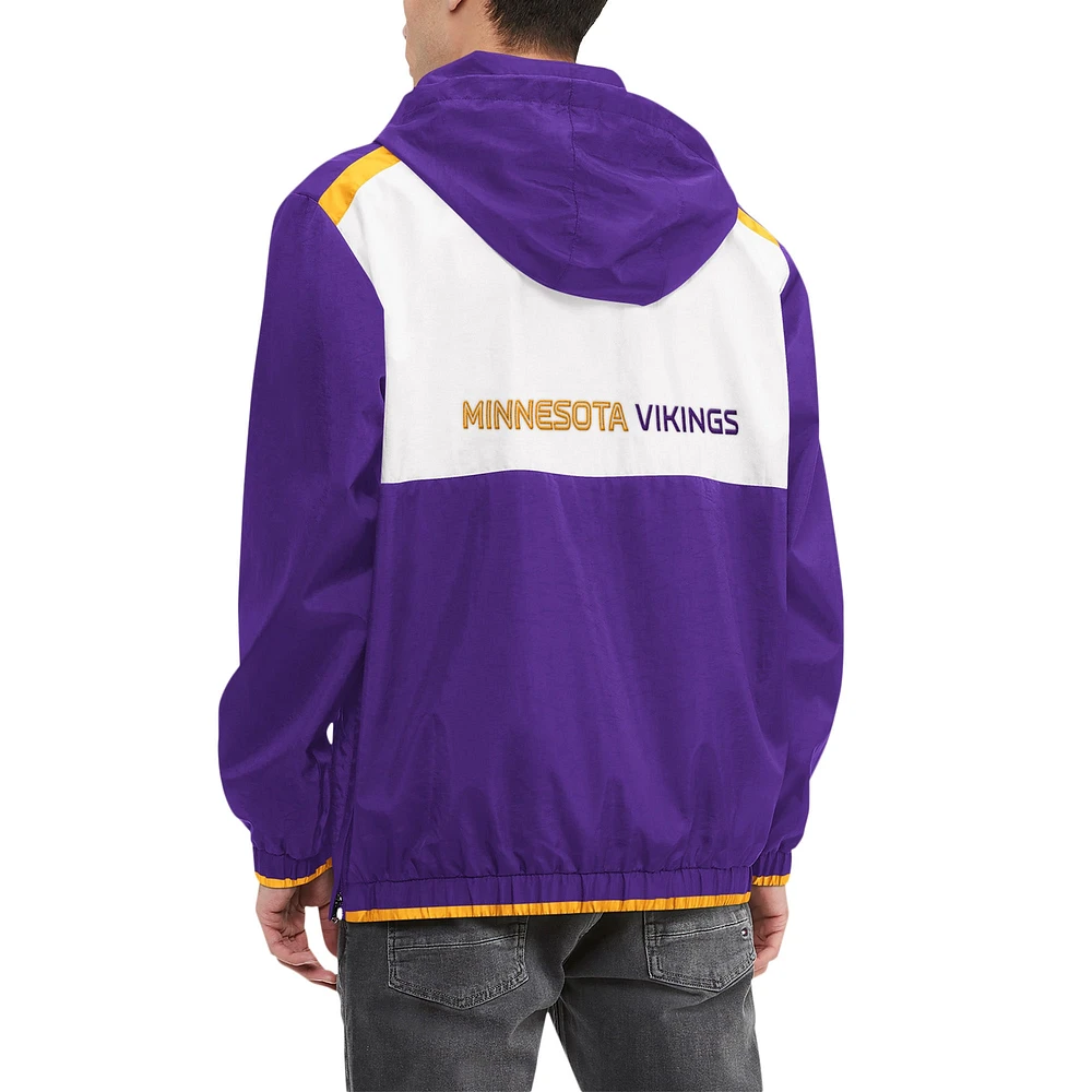 Men's Tommy Hilfiger Purple/White Minnesota Vikings Carter Half-Zip Hooded Top