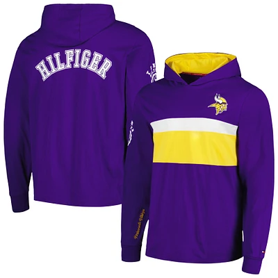 T-shirt à capuche manches longues Tommy Hilfiger violet Minnesota Vikings Morgan pour hommes