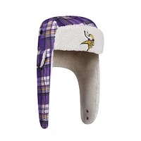 New Era Purple Minnesota Vikings Sideline Plaid Sherpa Trapper Hat