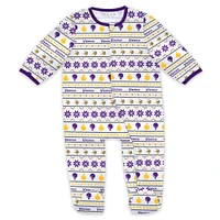 Newborn & Infant WEAR by Erin Andrews Minnesota Vikings Allover Print Full-Zip Sleeper Bib Set