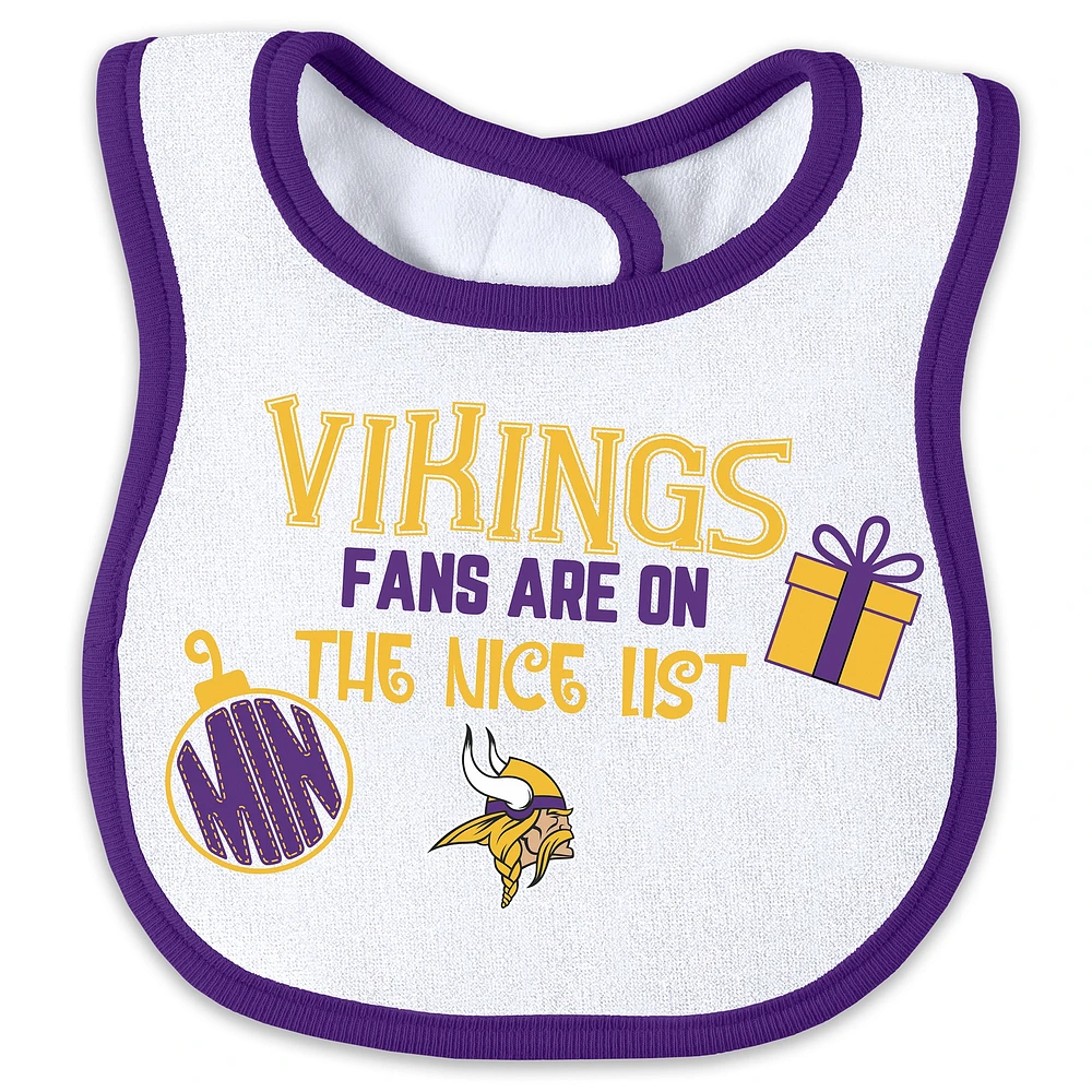 Newborn & Infant WEAR by Erin Andrews Minnesota Vikings Allover Print Full-Zip Sleeper Bib Set