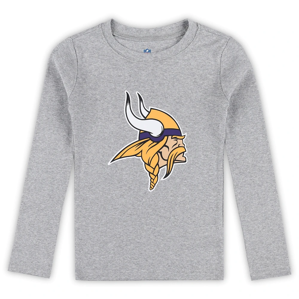 Preschool Heather Gray Minnesota Vikings Long Sleeve T-Shirt and Pants Sleep Set
