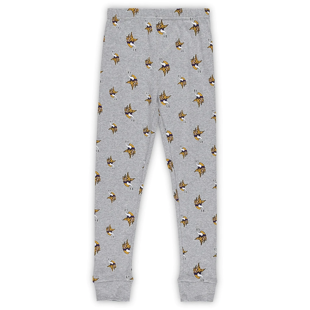 Preschool Heather Gray Minnesota Vikings Long Sleeve T-Shirt and Pants Sleep Set