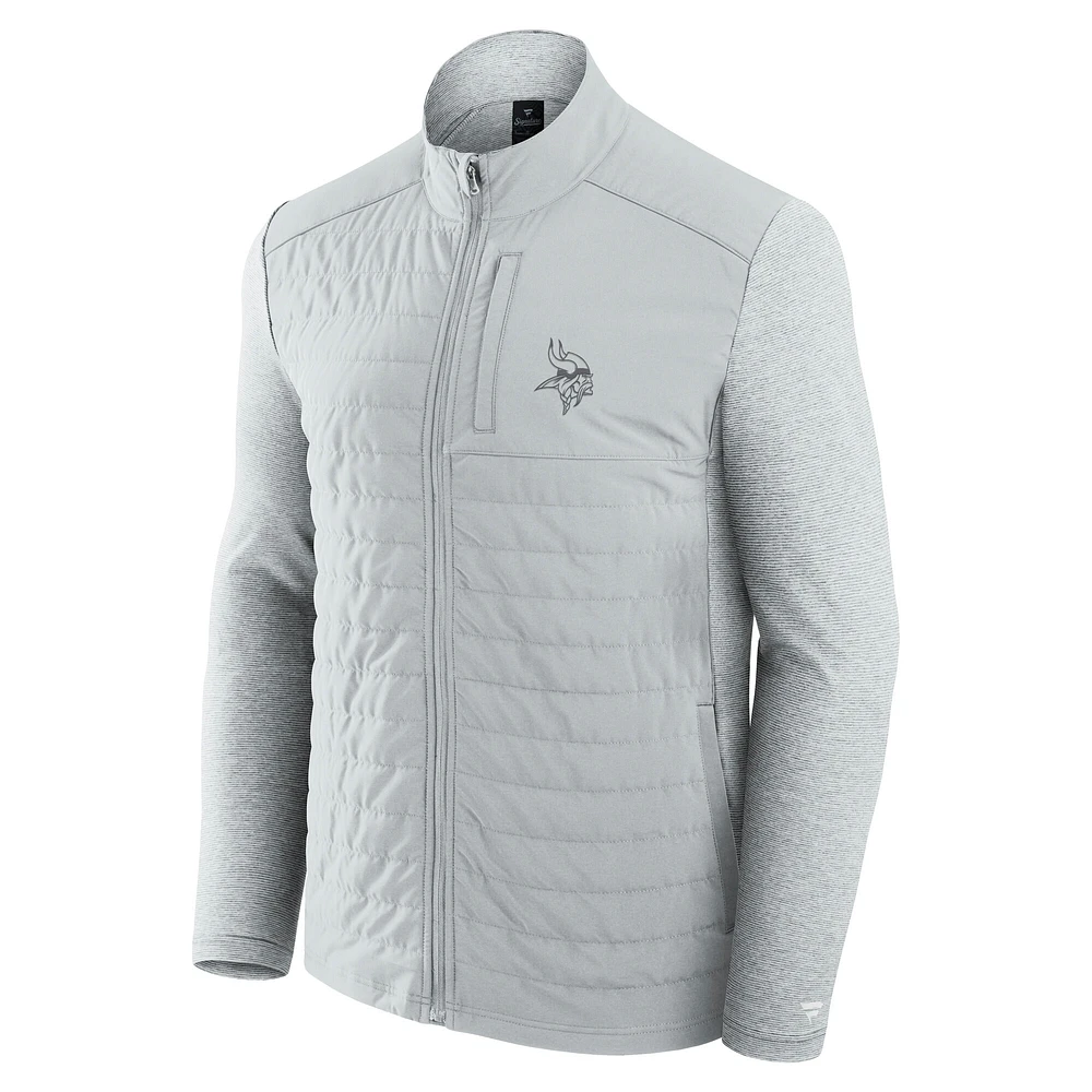 Unisex Fanatics Gray/Heather Gray Minnesota Vikings Front Office Tonal Full-Zip Jacket
