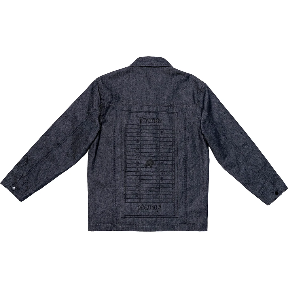 Unisex The Wild Collective Navy Minnesota Vikings International Collection designed by Leah and Chelsea Full-Snap Denim Jacket