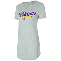 Women's Concepts Sport Gray Minnesota Vikings Petition Knit Notch Neck Nightshirt
