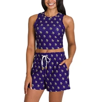 Women's Concepts Sport Minnesota Vikings Gauge Allover Print Cropped Tank Top & Shorts Sleep Set