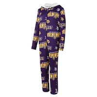Women's Concepts Sport Purple Minnesota Vikings  Roadway Allover Print Microfleece Full-Zip Union Suit
