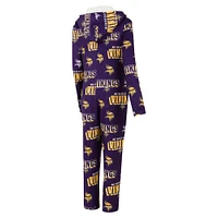 Women's Concepts Sport Purple Minnesota Vikings  Roadway Allover Print Microfleece Full-Zip Union Suit