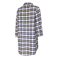Women's Concepts Sport Purple Minnesota Vikings Sienna Plaid Full-Button Long Sleeve Nightshirt