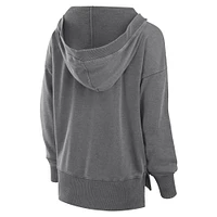 Women's Fanatics  Heather Charcoal Minnesota Vikings Initiative Snow Wash French Terry V-Neck Pullover Hoodie