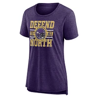 T-shirt à trois mélanges Fanatics Heather Purple Minnesota Vikings pour femmes, notre passe-temps