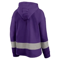 Women's Fanatics Purple/Gray Minnesota Vikings Huddle Up Fundamental Fleece Color Block Pullover Hoodie