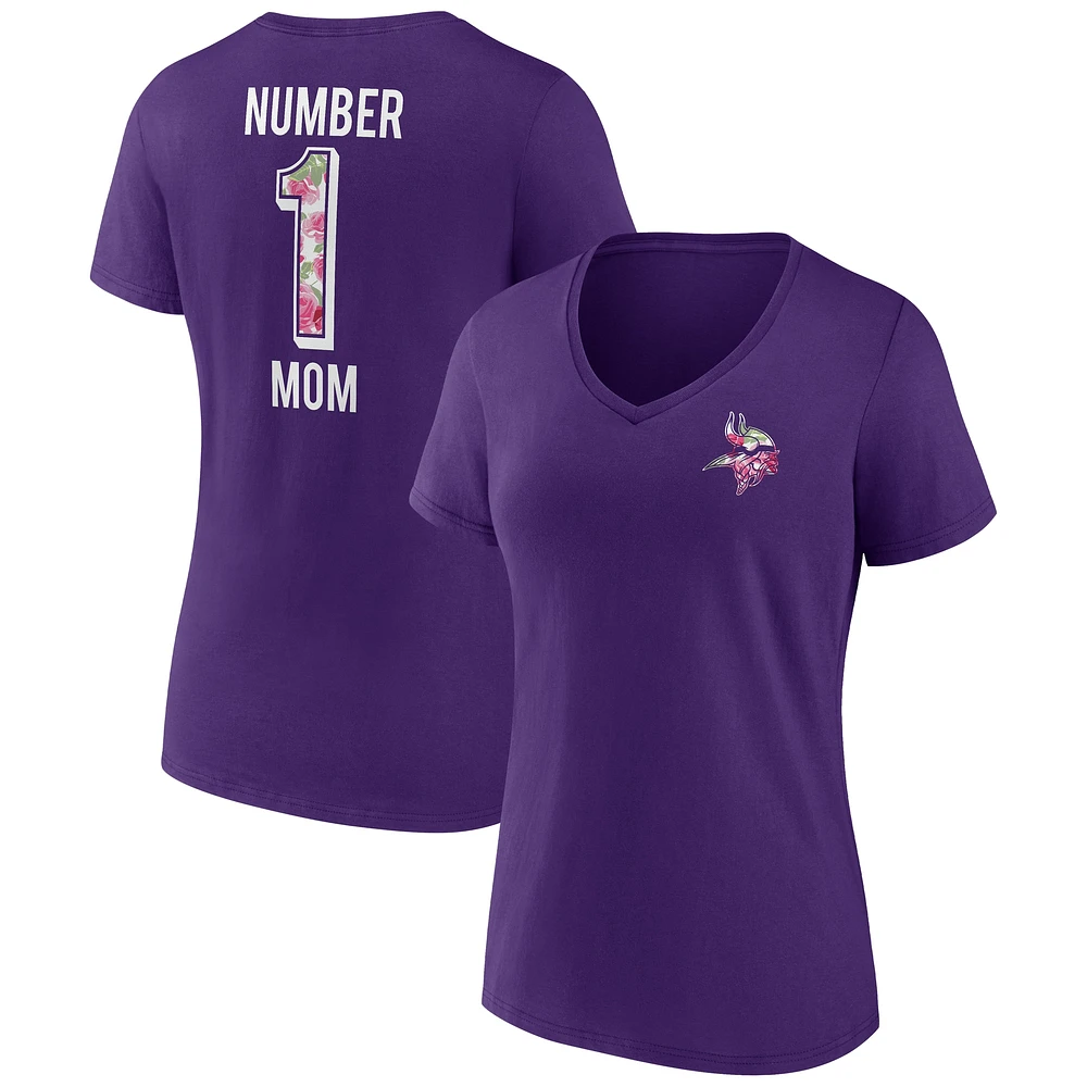 Women's Fanatics Purple Minnesota Vikings Mother's Day #1 Mom V-Neck T-Shirt