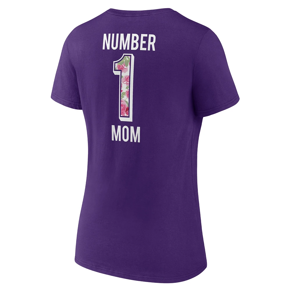 Women's Fanatics Purple Minnesota Vikings Mother's Day #1 Mom V-Neck T-Shirt