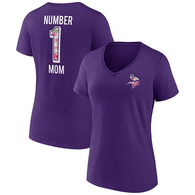 Women's Fanatics Purple Minnesota Vikings Mother's Day #1 Mom V-Neck T-Shirt