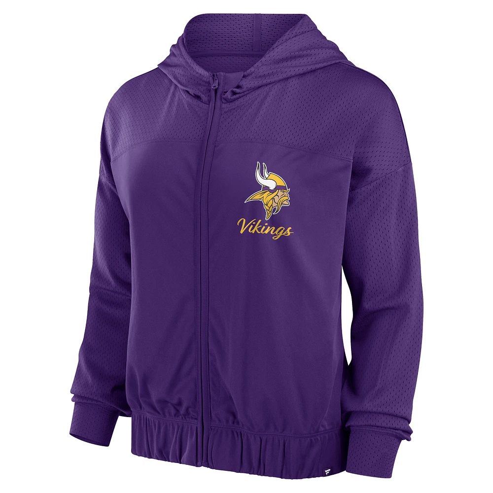 Women's Fanatics Purple Minnesota Vikings Script Lock Full-Zip Hoodie