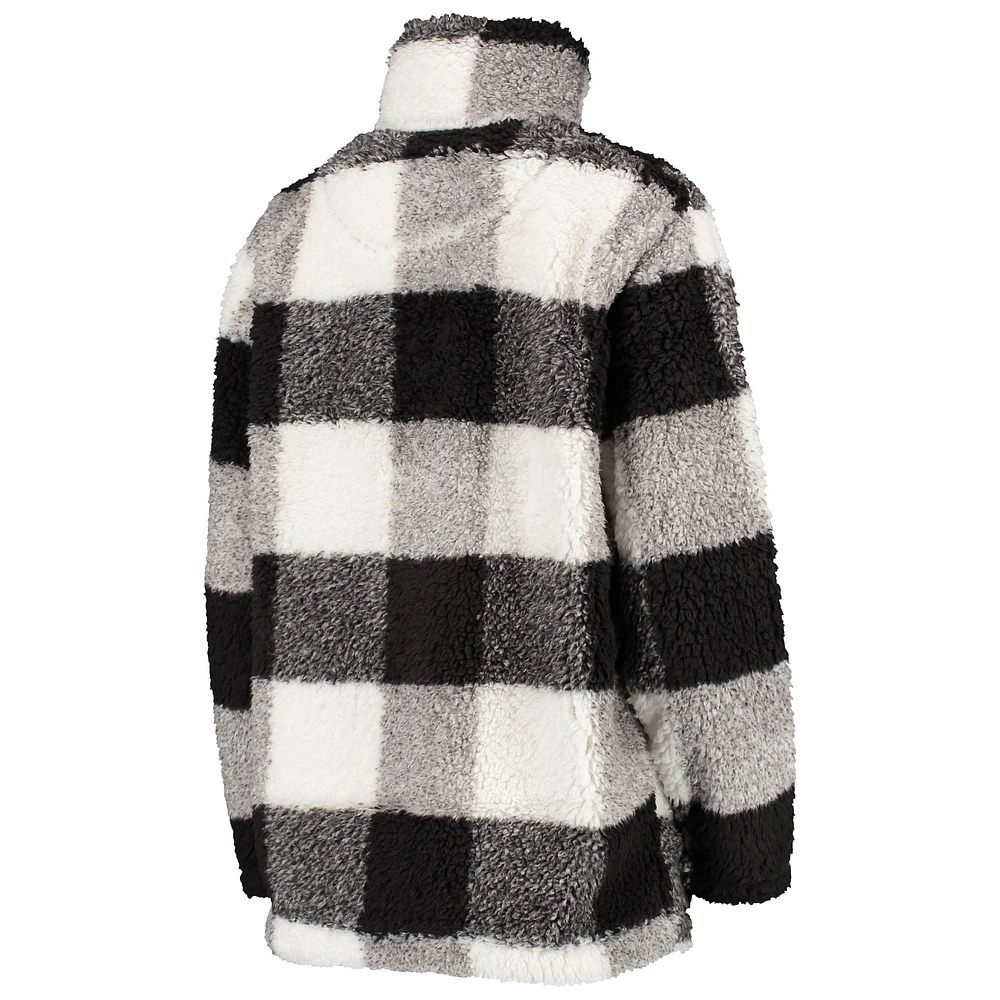 Women's G-III 4Her by Carl Banks Black Minnesota Vikings Sherpa Plaid Quarter-Zip Jacket
