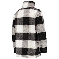 Women's G-III 4Her by Carl Banks Black Minnesota Vikings Sherpa Plaid Quarter-Zip Jacket