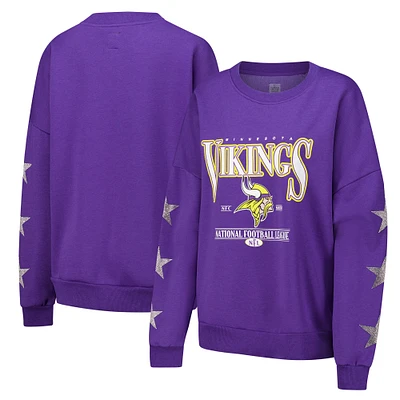 Sweat-shirt à manches longues et col rond pour femme Gameday Couture des Minnesota Vikings, violet, avec strass étoiles
