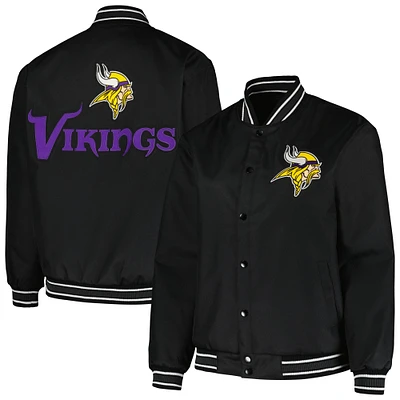 Veste noire à bouton-pression grande taille JH Design pour femmes des Vikings du Minnesota