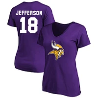 Women's Justin Jefferson Purple Minnesota Vikings Plus Fair Catch Name & Number Scoop Neck T-Shirt