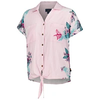 Women's Margaritaville Pink Minnesota Vikings Stadium Tie-Front Button-Up Shirt