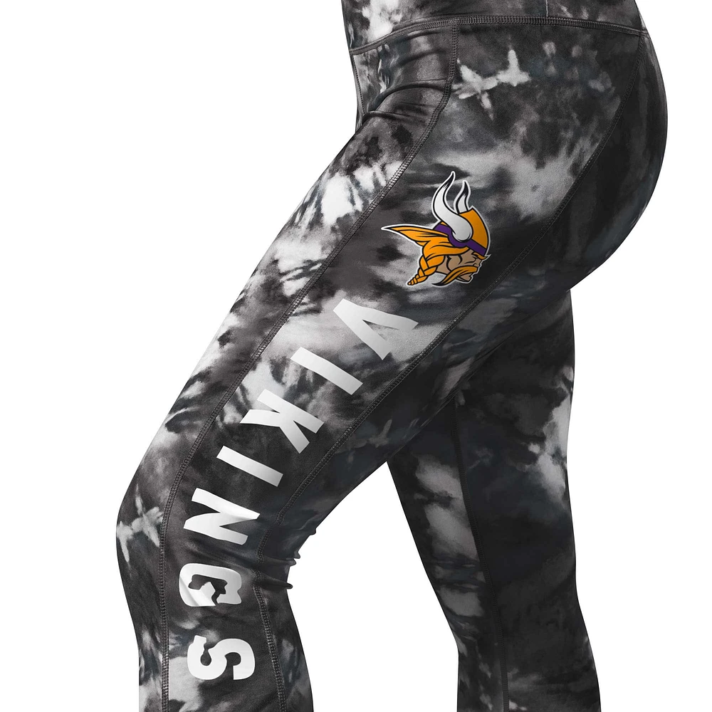 Women's MSX by Michael Strahan Black Minnesota Vikings Aubrey Tie-Dye Leggings