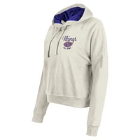 Women's New Era Cream Minnesota Vikings 3rd Down Historic Pullover Hoodie