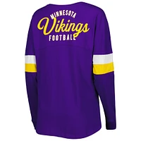 T-shirt à manches longues lacets pour femme Minnesota Vikings Athletic Varsity léger New Era pourpre