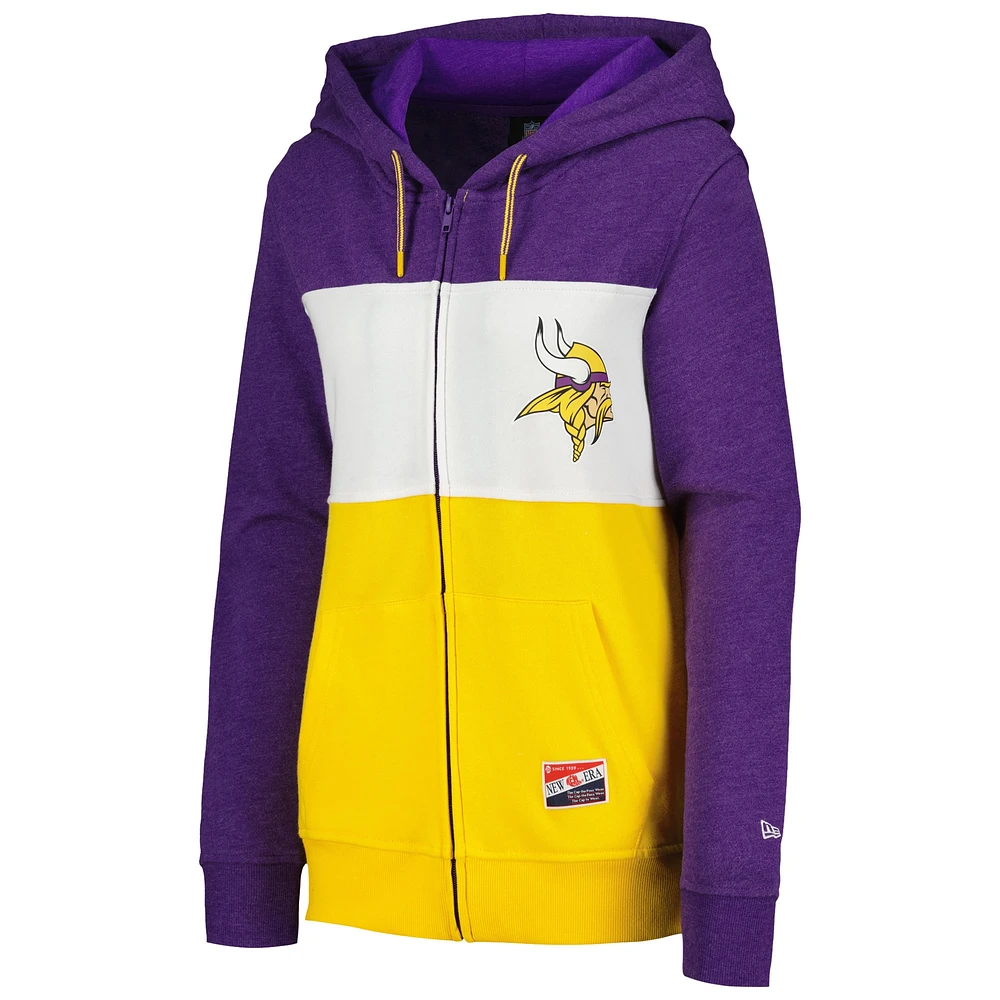 Women's New Era Purple Minnesota Vikings Color-Block Full-Zip Hoodie