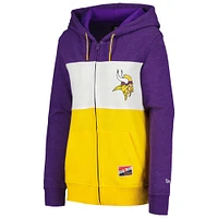 Women's New Era Purple Minnesota Vikings Color-Block Full-Zip Hoodie