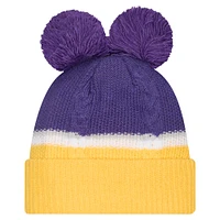 Women's New Era  Purple Minnesota Vikings Double Bubble Cuffed Knit Hat with Poms