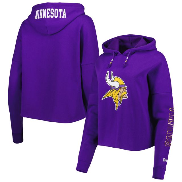 Sweat à capuche manches métallisées Minnesota Vikings New Era violet pour femme